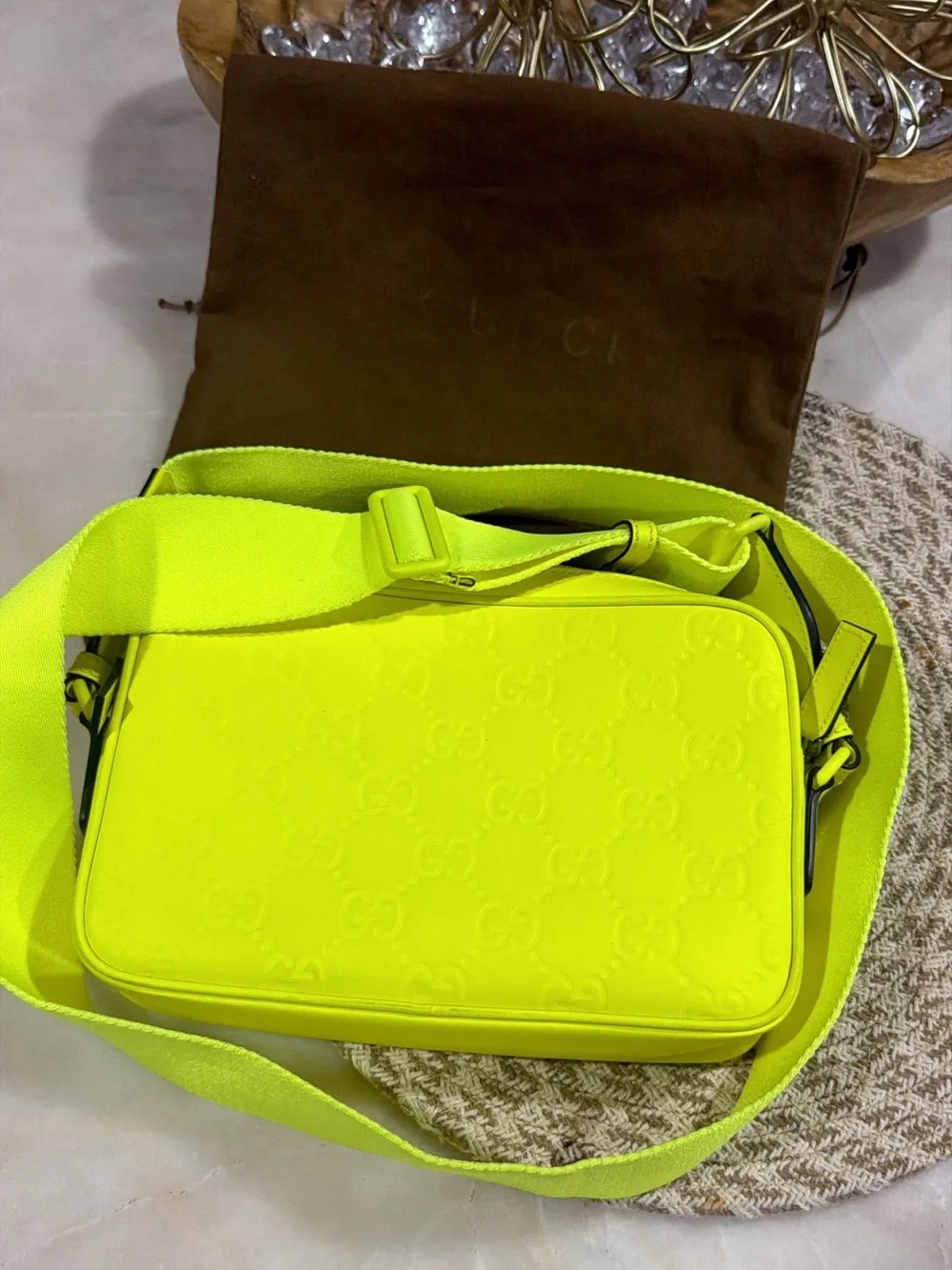 Gucci Rubber-Effect Crossbody Bag 'Fluorescent Yellow'